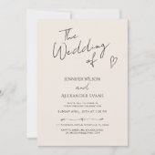 Faire-part de mariage minimaliste de calligraphie (Devant)