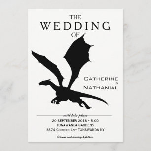Faire-part de mariage minimaliste de dragon médiév