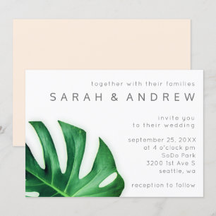 Faire-part de mariage minimaliste de feuille de pa