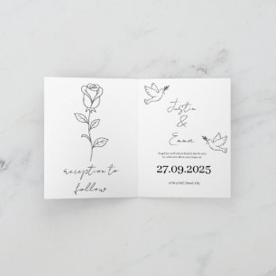 Faire-part de mariage minimaliste dessiné à la mai