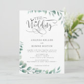 Faire-part de mariage minimaliste d'eucalyptus (Debout devant)