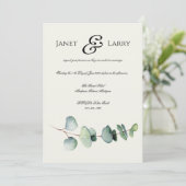 Faire-part de mariage minimaliste d'Eucalyptus (Debout devant)