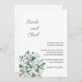 Faire-part de mariage minimaliste d'eucalyptus (Devant / Derrière)