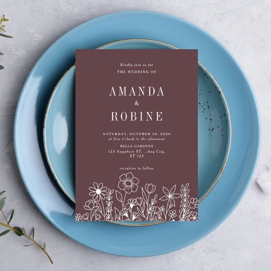 Faire-part de mariage minimaliste Dusty Rose