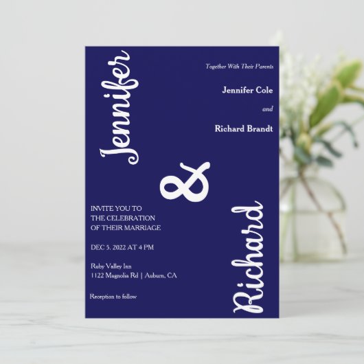 Faire-part de mariage minimaliste élégant (Debout devant)