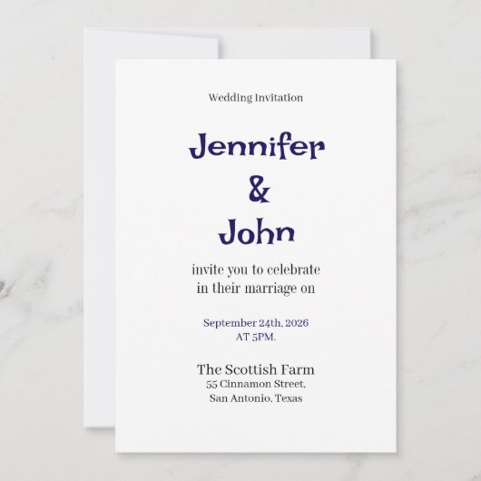 faire-part de mariage minimaliste élégant (Devant)