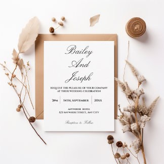 Faire-part de mariage minimaliste élégant écriture