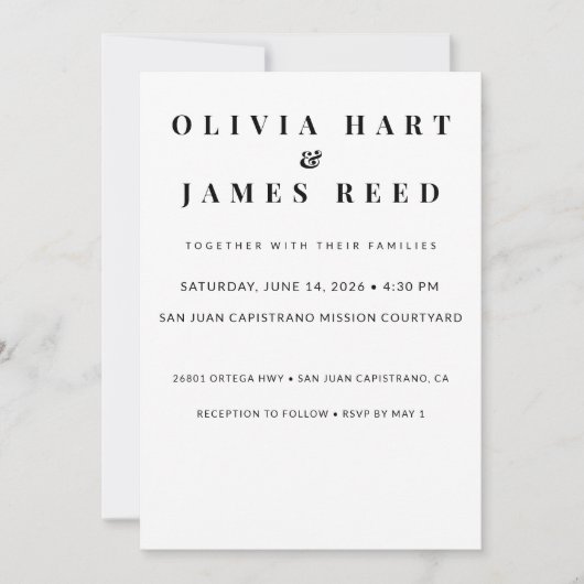 Faire-part de mariage minimaliste - Élégante Perso (Devant)