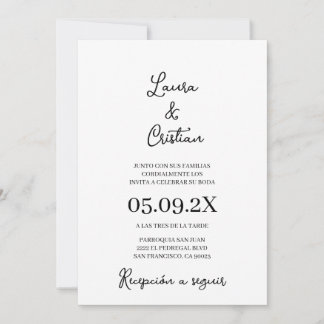 Faire-part de mariage minimaliste en espagnol