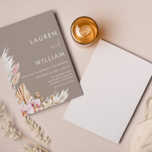 Faire-part de mariage minimaliste en laiton Pampas