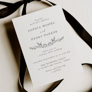 Faire-part de mariage minimaliste en noir et blanc
