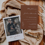 Faire-part de mariage minimaliste en terre cuite<br><div class="desc">Faire-part de mariage minimaliste en terre cuite bohème Style simple,  moderne et minimaliste,  faire-part de mariage couleur terre cuite avec motif amovible dessiné. Au fond de l'invitation se trouve une photo du couple.</div>