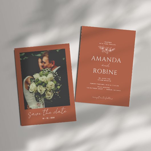 Faire-part de mariage minimaliste en terre cuite