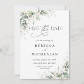 Faire-Part de Mariage Minimaliste Eucalyptus (Devant)