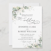 Faire-part de mariage minimaliste Eucalyptus (Devant)