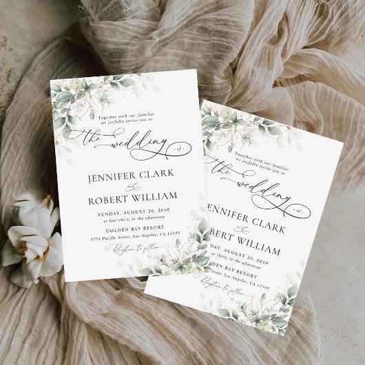 Faire-part de mariage minimaliste Eucalyptus