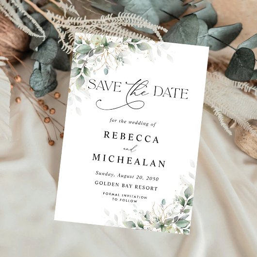 Faire-Part de Mariage Minimaliste Eucalyptus
