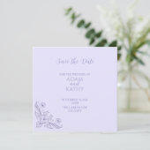 Faire-Part de Mariage Minimaliste Fleur de Lavande (Debout devant)