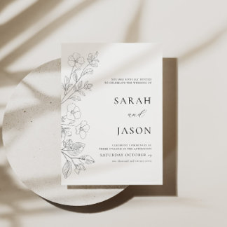 Faire-part de mariage minimaliste floral