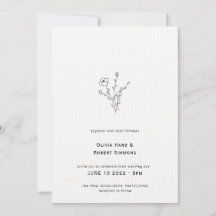 Faire-part de mariage minimaliste floral rustique