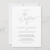 Faire-part de mariage minimaliste gris argent (Devant)
