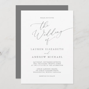 Faire-part de mariage minimaliste gris argent