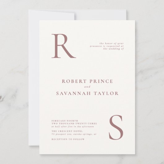 Faire-part de mariage minimaliste mauve (Devant)