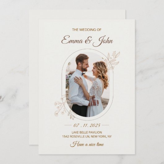 Faire-part de mariage minimaliste moderne (Devant / Derrière)