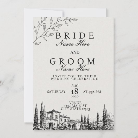 Faire-part de mariage minimaliste moderne (Devant)