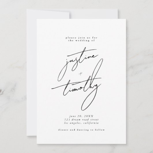 Faire-part de mariage minimaliste moderne (Devant)