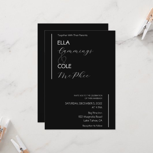 Faire-part de mariage minimaliste moderne (Devant/Arrière en situation)