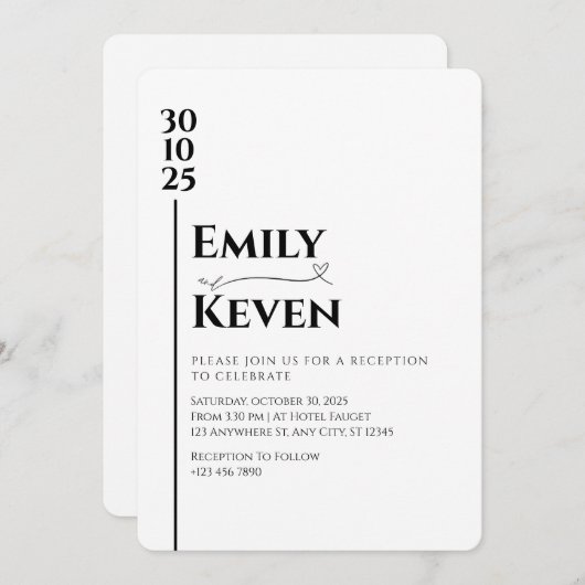 Faire-part de mariage minimaliste moderne (Devant / Derrière)