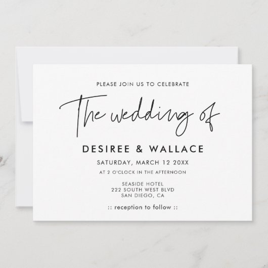 Faire-part de mariage minimaliste moderne (Devant)