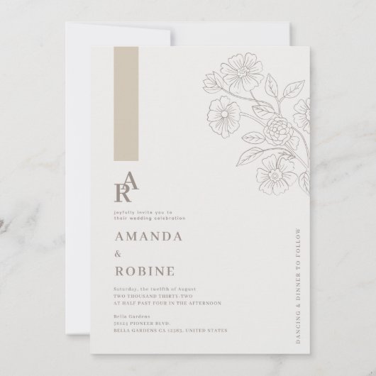 Faire-part de mariage minimaliste moderne (Dos)