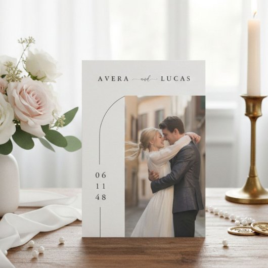 Faire-part de mariage minimaliste moderne avec pho