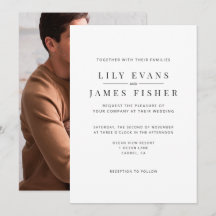 Faire-part de mariage minimaliste moderne avec pho