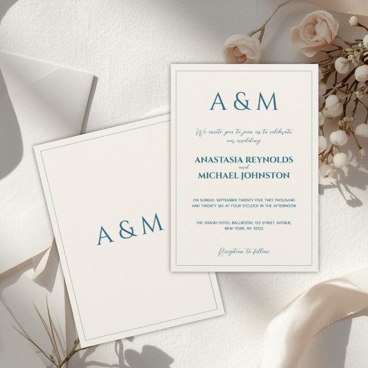 Faire-part de mariage minimaliste moderne beige bl