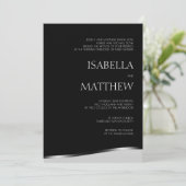 Faire-part de mariage minimaliste moderne noir et  (Debout devant)