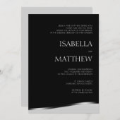 Faire-part de mariage minimaliste moderne noir et  (Devant / Derrière)