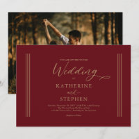 Faire-part de mariage minimaliste moderne rouge fo