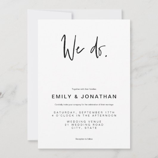 Faire-part de mariage minimaliste moderne simple (Devant)