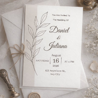 Faire-part de mariage minimaliste moderne | Simple