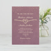 Faire-part de mariage minimaliste moderne violet m (Debout devant)