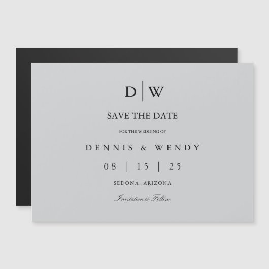 Faire-Part de Mariage Minimaliste Monogramme (Devant / Derrière)