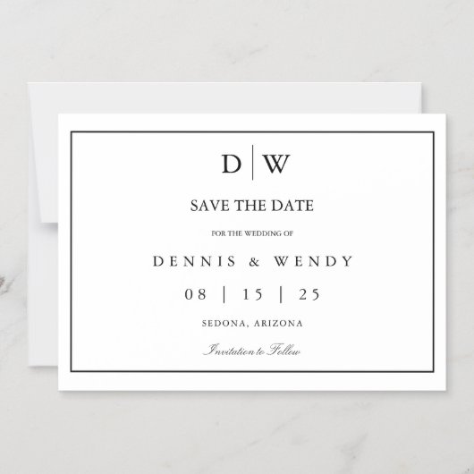 Faire-Part de Mariage Minimaliste Monogramme (Recto)
