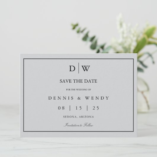 Faire-Part de Mariage Minimaliste Monogramme (Debout devant)