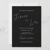 Faire-part de mariage minimaliste noir (Devant)