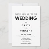 Faire-part de mariage minimaliste noir et blanc (Devant)