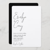 Faire-part de mariage minimaliste noir et blanc (Devant / Derrière)