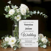 Faire-part de mariage minimaliste noir et blanc